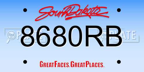 8680RB South Dakota License Plate
