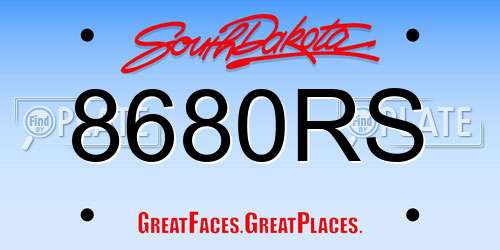 8680RS South Dakota License Plate