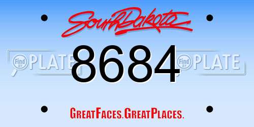 8684 South Dakota License Plate