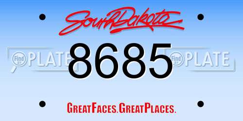 8685 South Dakota License Plate