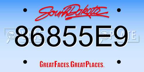 86855E9 South Dakota License Plate