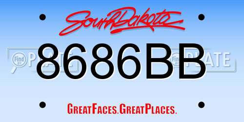 8686BB South Dakota License Plate