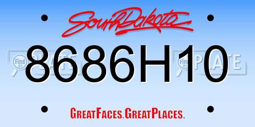 8686H10 South Dakota License Plate