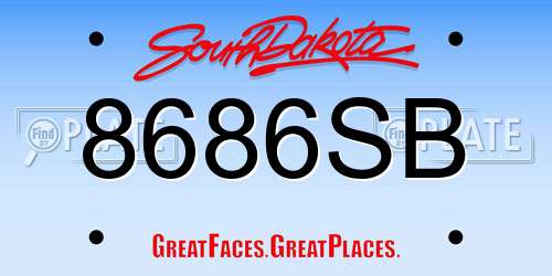 8686SB South Dakota License Plate
