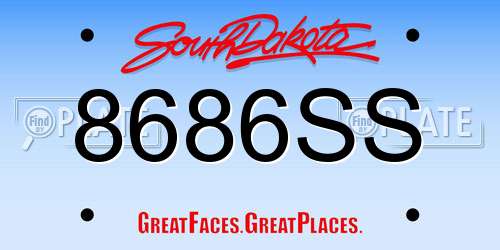 8686SS South Dakota License Plate