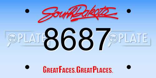 8687 South Dakota License Plate