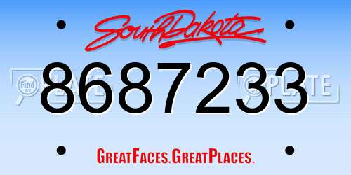 8687233 South Dakota License Plate