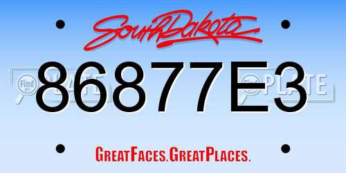 86877E3 South Dakota License Plate
