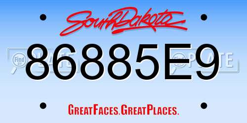 86885E9 South Dakota License Plate