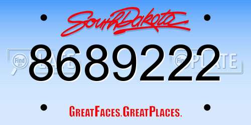 8689222 South Dakota License Plate