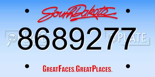 8689277 South Dakota License Plate