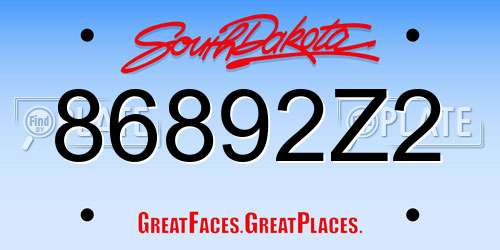 86892Z2 South Dakota License Plate