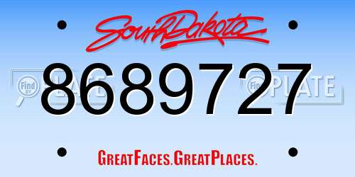 8689727 South Dakota License Plate