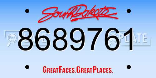 8689761 South Dakota License Plate