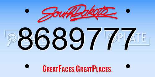 8689777 South Dakota License Plate