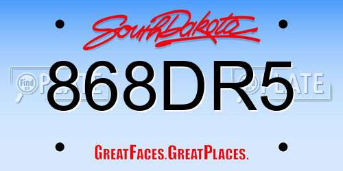 868DR5 South Dakota License Plate