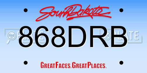 868DRB South Dakota License Plate