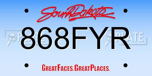 868FYR South Dakota License Plate
