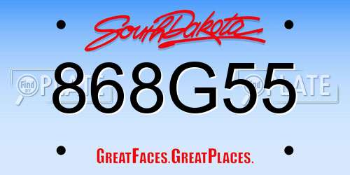 868G55 South Dakota License Plate