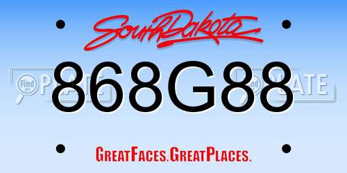 868G88 South Dakota License Plate