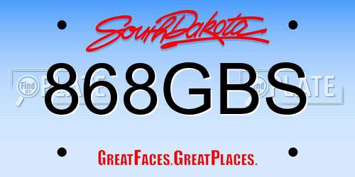 868GBS South Dakota License Plate
