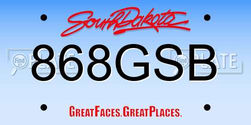 868GSB South Dakota License Plate