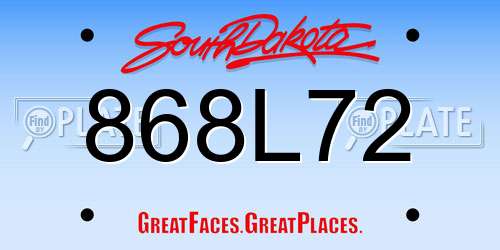 868L72 South Dakota License Plate