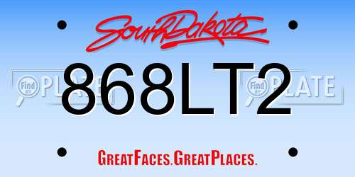 868LT2 South Dakota License Plate
