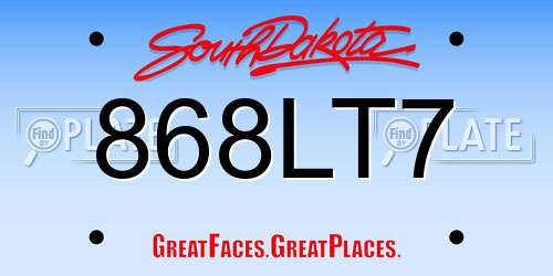 868LT7 South Dakota License Plate