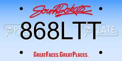 868LTT South Dakota License Plate