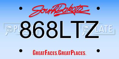 868LTZ South Dakota License Plate