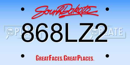 868LZ2 South Dakota License Plate