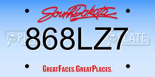868LZ7 South Dakota License Plate