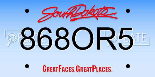 868OR5 South Dakota License Plate