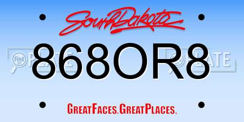 868OR8 South Dakota License Plate