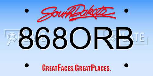 868ORB South Dakota License Plate