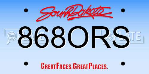 868ORS South Dakota License Plate