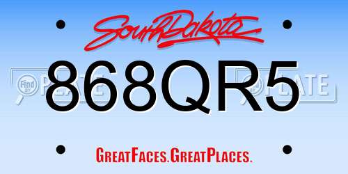 868QR5 South Dakota License Plate