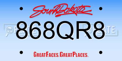868QR8 South Dakota License Plate