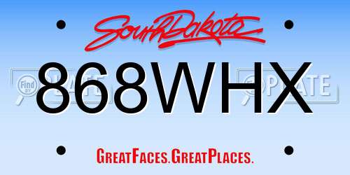 868WHX South Dakota License Plate