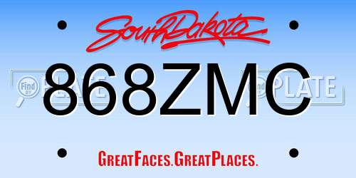 868ZMC South Dakota License Plate