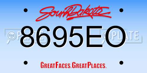 8695EO South Dakota License Plate