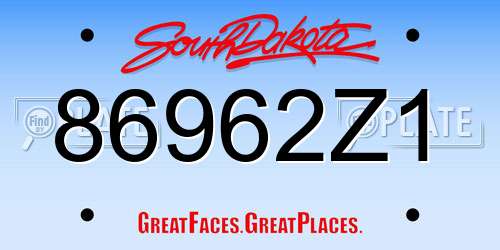 86962Z1 South Dakota License Plate