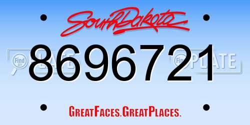 8696721 South Dakota License Plate