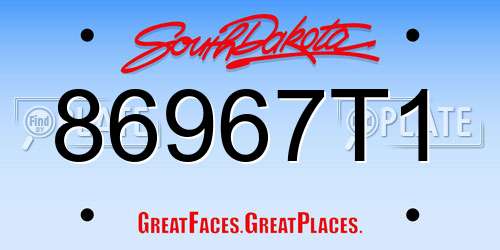 86967T1 South Dakota License Plate
