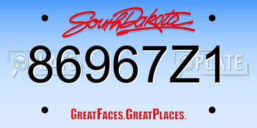 86967Z1 South Dakota License Plate