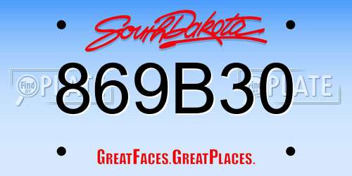 869B30 South Dakota License Plate