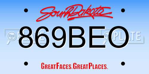869BEO South Dakota License Plate