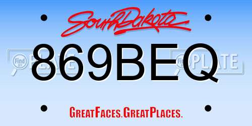 869BEQ South Dakota License Plate