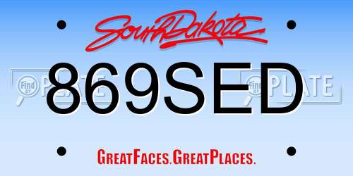 869SED South Dakota License Plate